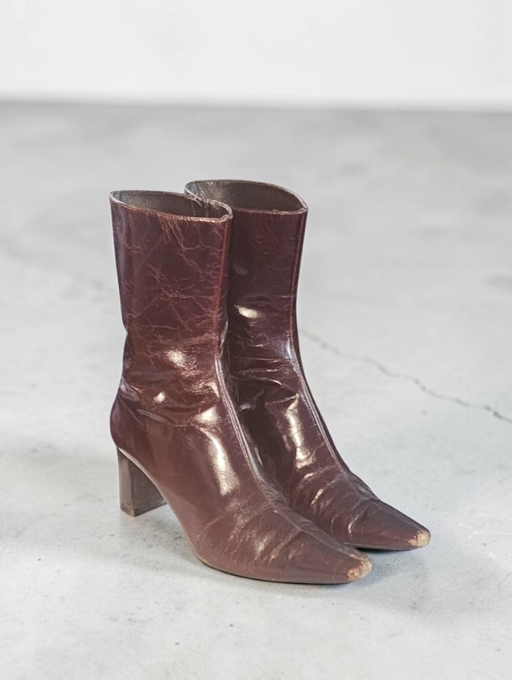 Women Vintage Leather Midcalf Oxblood Red Boots s By Nine West Size 8M